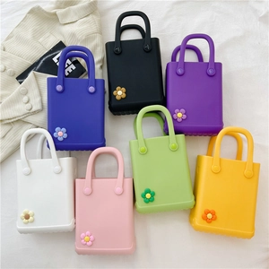 Mini EVA Handtasche Wasserdicht Jelly Tote Mit Abnehmbarer Blume DIY Sommer Strandtasche Für Damen Mädchen