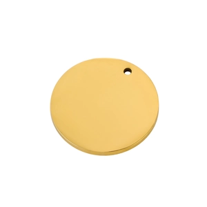 Mirror polished 18K gold plated stainless steel round charm pendant for DIY jewelry