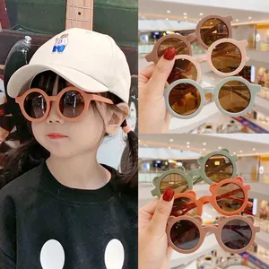 Kids Sunglasses Retro Round Frame Matte PC Bear Ears UV400 Protection Lightweight Eyewear For Boys Girls