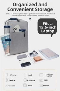 Internal compartments of a grey backpack showing padded 15.6 inch laptop sleeve