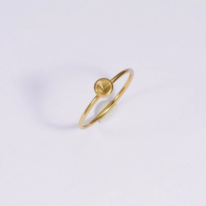 Polished golden stainless steel ring with a round base for birthstone and DIY setting