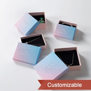 Pink blue gradient jewelry gift boxes with Best Wish branding and black velvet lining