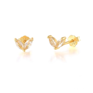 Detailed macro view of S925 sterling silver gold leaf earrings with turquoise stones
