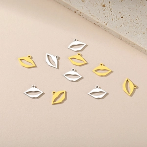 Lip-shaped stainless steel charms in gold and silver finish for DIY jewelry making