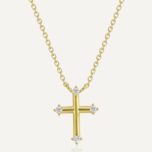 925 Sterling Silver Cross Pendant Necklace Zircon Inlaid Minimalist Elegant Jewelry For Women Gold Plated Simple Chic
