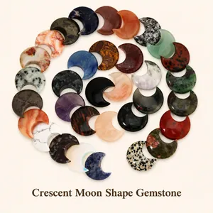 Ornamenti In Pietra Di Luna Crescente In Cristallo Naturale Pietra Preziosa Curativa Lucidata Per Decorazione Casa Gioielli DIY Regalo