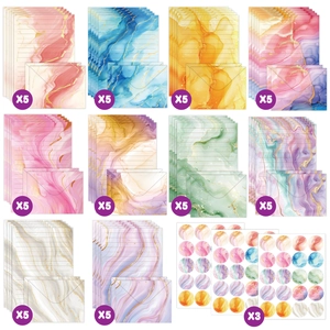 Marble Texture Stationery Watercolor Letter Paper And Envelopes With Sealing Stickers Morandi Style Gift Writing Supplies