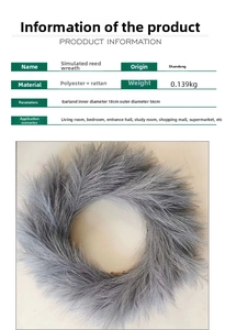Detailed size specifications for the 56cm grey artificial reed and rattan wreath