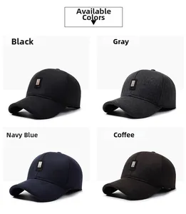Detailed grid view showing men's winter baseball caps in black, grey, navy, and brown colors