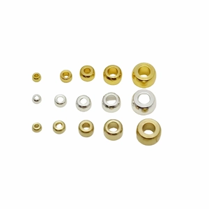 Polished 14k gold-plated brass spacer beads in various sizes for DIY jewelry making