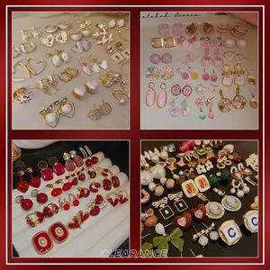 Fashion Earrings Alloy Enamel Sweet Flower Heart Cat Animal Shapes With Silver Earring Post For Women Gift Jewelry
