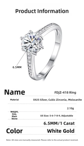 Detailed technical drawing of S925 silver 1ct moissanite ring with specs and dimensions