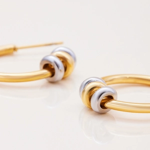 Modern 18K gold-plated stainless steel large C-shape hoop earrings in gold and silver