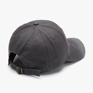 Distressed charcoal gray baseball cap with bow soft top and adjustable strap