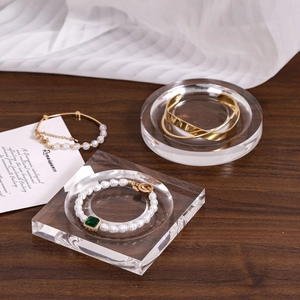 Jewelry Display Tray Wood Acrylic Bracelet Organizer Round Square Cat Butterfly Shape Walnut Natural Bead Design Plate