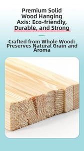 Detail of eco-friendly polished natural wood hanging scrolls with smooth grain texture