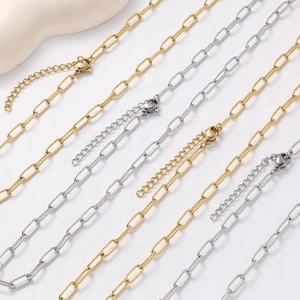 Minimalist Paperclip Chain Necklace 304 Stainless Steel 18K Gold Plated Geometric Link Jewelry For Women Men Unisex