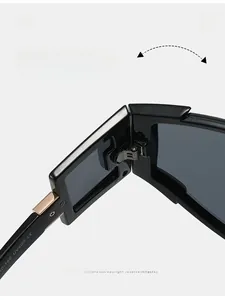 Close-up of durable metal reinforced hinges with UV400 and CE markings on cycling sunglasses