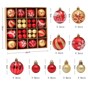 Christmas tree ornament set with red and gold painted balls in 3cm and 6cm sizes