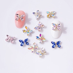 Charmes Pour Ongles Papillon Alliage Strass Luxe Aurora Brillants Accessoires De Manucure Pour Décoration DIY Élégant Femmes