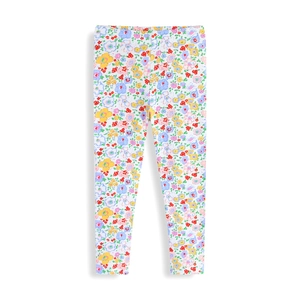 Girls Floral Leggings Cotton Stretchy Pants Elastic Waist Slim Fit Casual Comfortable Spring Autumn Trousers