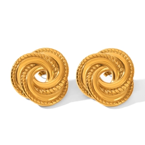 Boucles d'oreilles nœuds torsadés dorés en acier inoxydable de style vintage chic