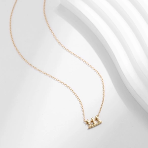 Elegant s925 silver golden necklace with mountain peak pendant and sparkling crystal