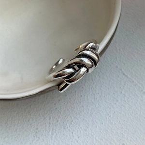 Minimalist Knot Ring 925 Sterling Silver Rope Twist Design Open Adjustable Retro Style Geometric Jewelry For Women
