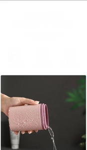 Detail of double-layer travel toothbrush cup with matte texture and smooth edges