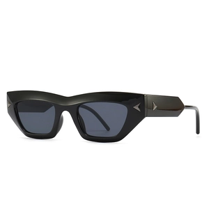 Trendy ink-colored cat eye anti-blue light glasses with wide temples and silver rivets