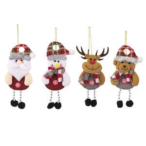 4er-Set Weihnachtsbaum-Anhänger mit Weihnachtsmann, Schneemann, Rentier und Bär Motiven