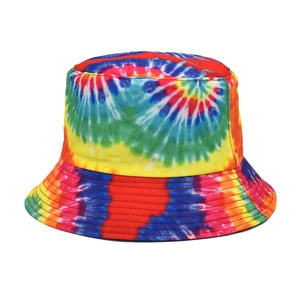 Printed Bucket Hat Cotton Canvas Wide Brim Reversible Sun Protection Outdoor Streetwear Tie Dye Maple Leaf For Women Men
