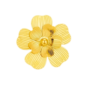 Golden layered flower petal open ring with detailed radial textures and 3D mesh design