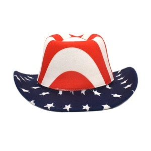 Chapeau de cowboy western en laine avec motif drapeau américain pour hommes et femmes
