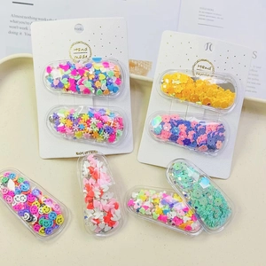 Kids Transparent Hair Clips With Colorful Sequins Glitter Heart Star Flower Shapes Cute BB Barrettes For Girls