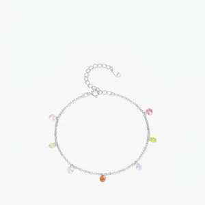 925 Sterling Silver Bracelet Colorful Crystal Zircon Round Geometric Sweet Minimalist Jewelry Gift For Women Girls