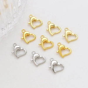 Heart Shape Lobster Clasp Gold Plated Copper Connector For Necklace Bracelet DIY Jewelry Making Findings Romantic Style
