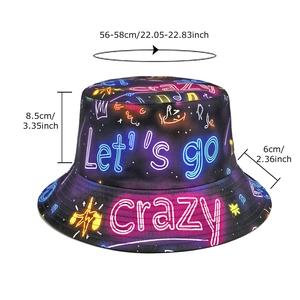 Cappello a secchiello graffiti neon con corona e dimensioni 56-58cm per protezione solare