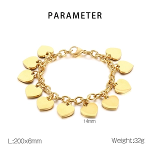 Detailed parameter view showing 18K gold heart bracelet with dimensions and weight