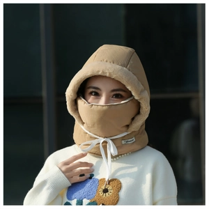 Thermal winter Lei Feng hat with integrated face mask and extra soft fleece lining
