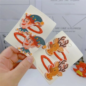 Christmas Red Snowman BB Hair Clips For Kids Cute Sequin Tree Elf Hairpins Reindeer Penguin Gift Festive Hair Accessories