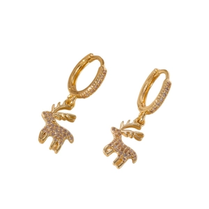 Boucles d'oreilles créoles renne en plaqué or 14k avec zircon brun étincelant