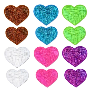 Set of colorful heart-shaped sequin embroidered patches for DIY clothing decoration