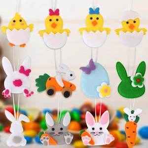 Easter Hanging Ornaments Felt Rabbit Chick Carrot Egg Shapes Cute Cartoon Festival Party Home Decor