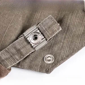 Detail view of cotton flat cap with adjustable stainless steel buckle and canvas texture