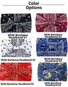 Multiple paisley and floral print wide headbands in various colors for yoga and sports