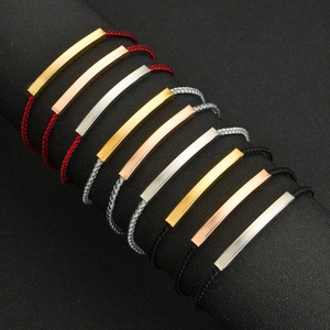 Minimalist Stainless Steel Curved Bar Braided Rope Bracelet Adjustable String Hand Chain Jewelry For Women Men Couples
