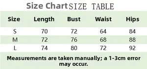 Detailed size chart for women's summer slim fit bodycon dress with precise measurements