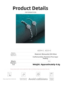 Detail of 925 sterling silver moissanite bracelet with 5-layer plating and jewelry care tips