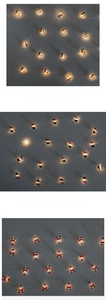 Detailed LED Christmas curtain lights featuring reindeer, snowman, and Santa Claus motifs